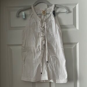 Faded Glory White Tie Front Tank Top Relaxed Fit